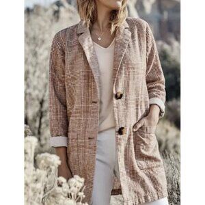 J. Jill Plaid Blazer in Tan and Cream